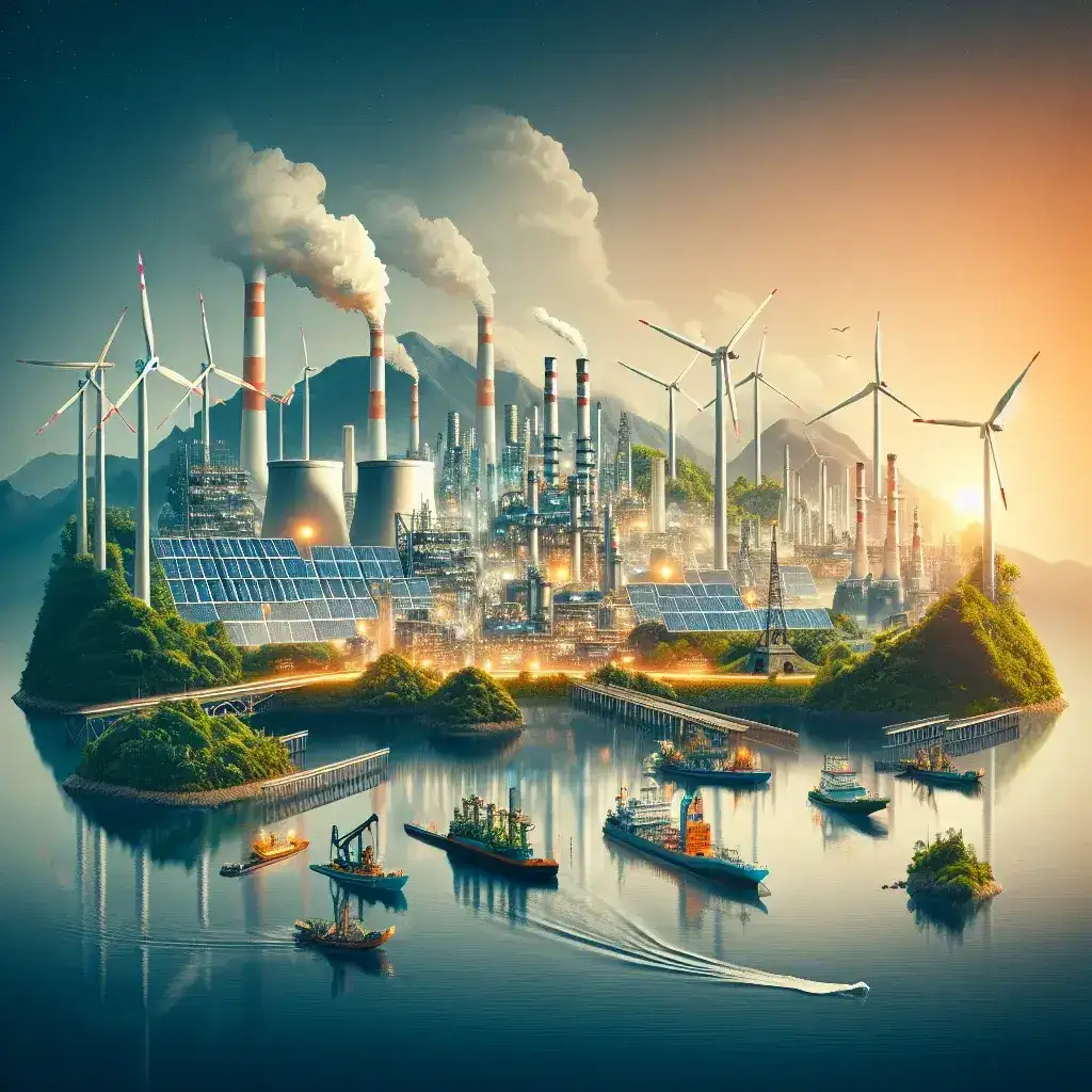 "Diagram menunjukkan peningkatan 50% penggunaan energi terbarukan di sektor industri Indonesia, menyoroti tren positif dalam keberlanjutan dan pengurangan emisi karbon."