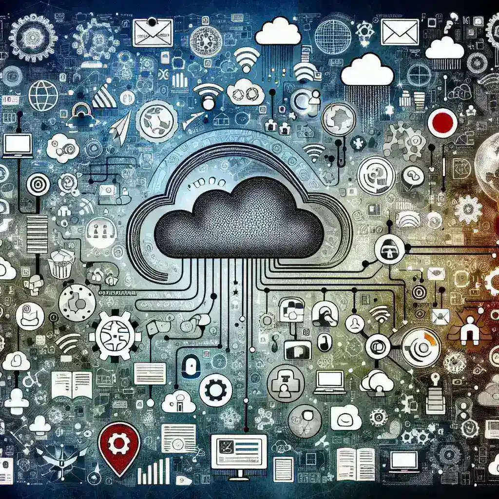 "Ilustrasi alat pengelolaan sumber daya cloud yang efisien untuk optimalisasi infrastruktur digital dalam panduan lengkap tentang pengelolaan sumber daya cloud."