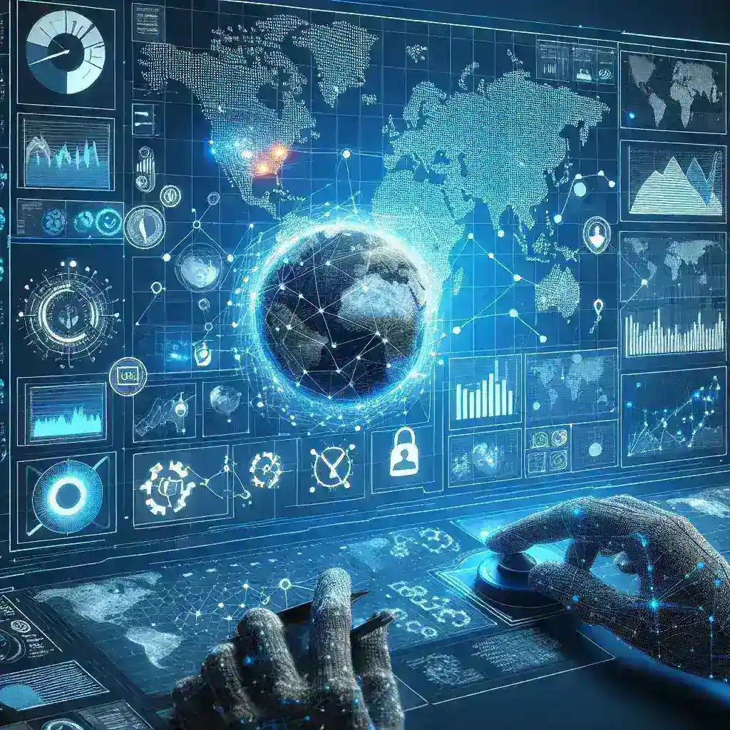 "Ilustrasi diagram jaringan global yang menunjukkan monitoring latensi dan optimalisasi performa jaringan, sesuai dengan panduan lengkap tentang solusi komprehensif untuk memaksimalkan efisiensi jaringan."