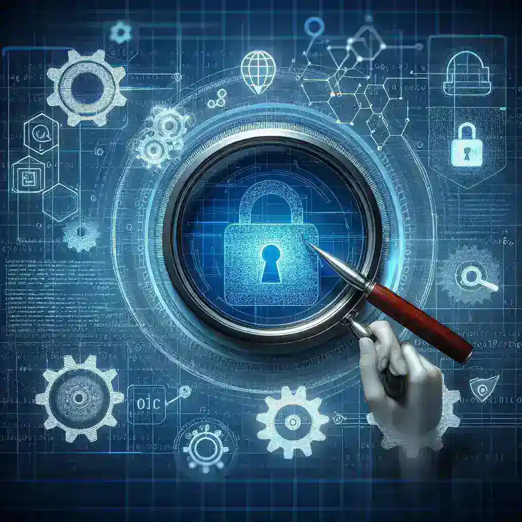 "Audit keamanan otomatis dalam lingkungan DevOps: Ilustrasi menunjukkan langkah-langkah pembuatan dan implementasi strategi keamanan yang komprehensif untuk menjaga integritas sistem dan data."