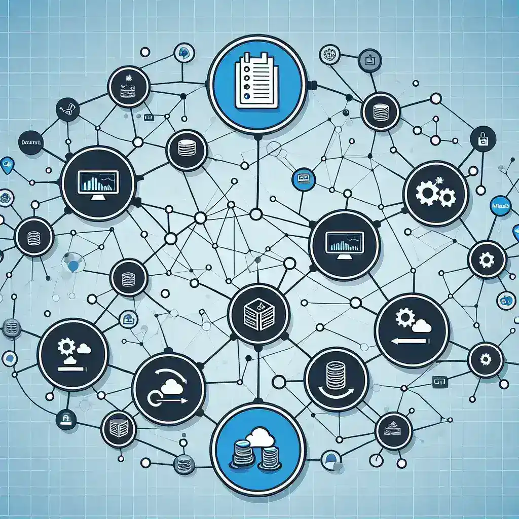 "Platform Monitoring untuk Arsitektur Mesh: Ilustrasi yang Menunjukkan Konsep Observabilitas Microservices dengan Diagram Jaringan yang Komprehensif dan Alat Pemantauan Modern."