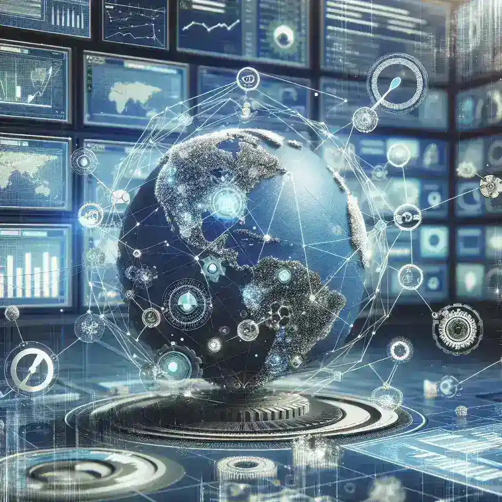 "Ilustrasi solusi komprehensif untuk monitoring latensi jaringan global, menampilkan grafik analisis kinerja network dan perangkat pemantauan dalam panduan lengkap optimalisasi kinerja jaringan."