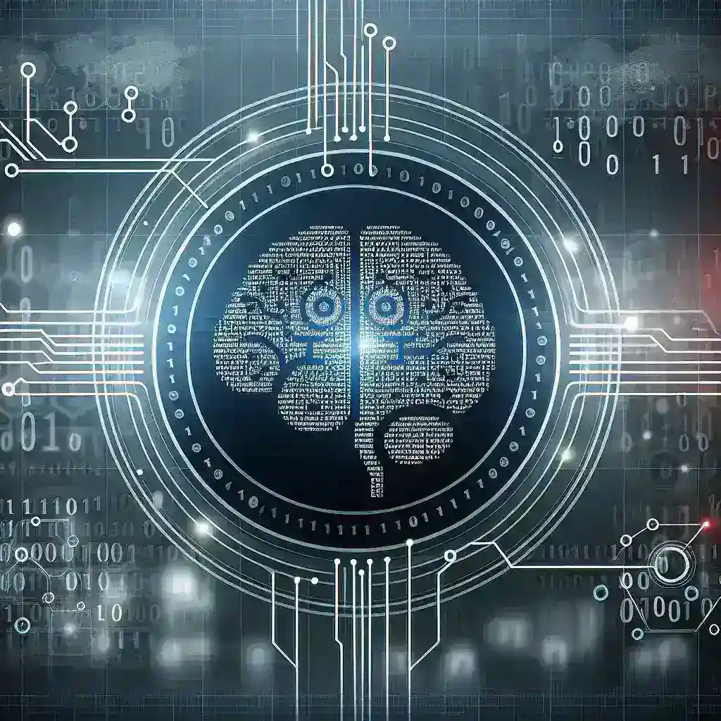 "Ilustrasi alat kecerdasan buatan untuk analisis log dalam monitoring sistem, menggambarkan revolusi teknologi dan pengembangan terkini dalam pengelolaan data."